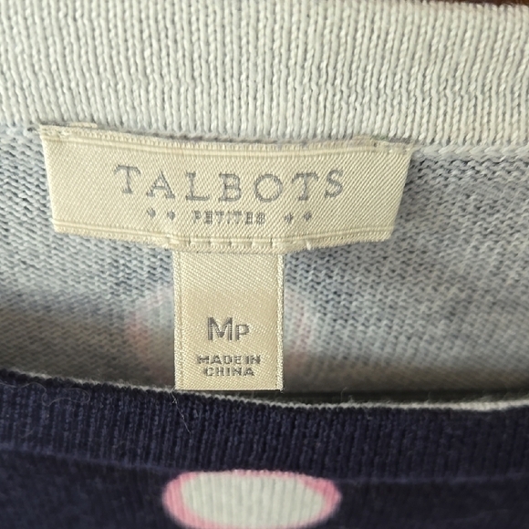 Talbots, Navy Polka Dot Long Sleeve Top MP - Picture 2 of 5